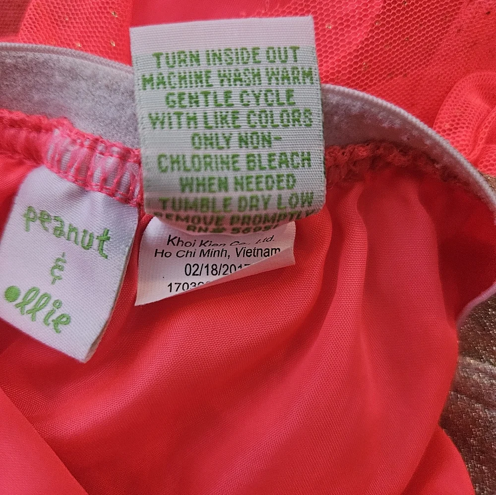 Peanut Ollie Girls Neon‎ Coral Glitter Tulle Skirt Size 3T